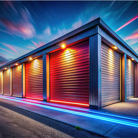 storage facility at night